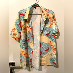 Guys Floral And Fish Print Shirt